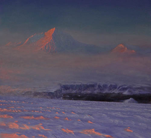 Antarctic Peninsula Palmer Station Paradise Bay in Gold  David Rosenthal Oil Painting